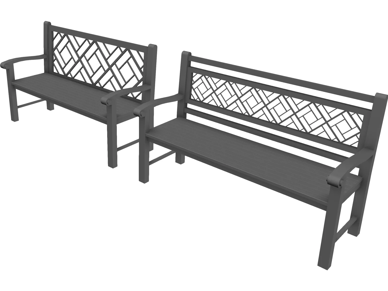 Wood Benches 3D Model