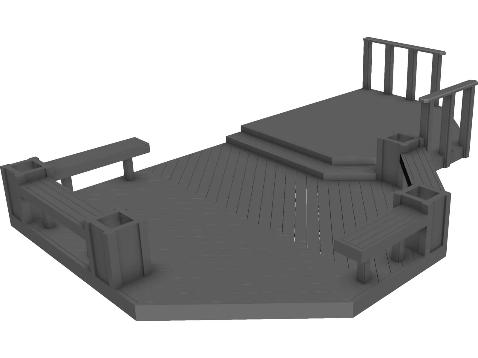 Custom Wood Deck 3D Model