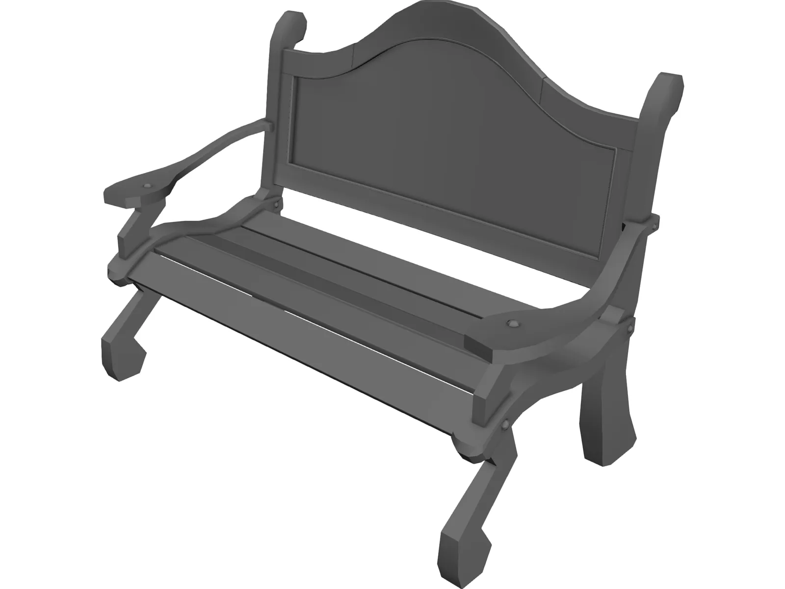 Wooden Park Bench 3D Model