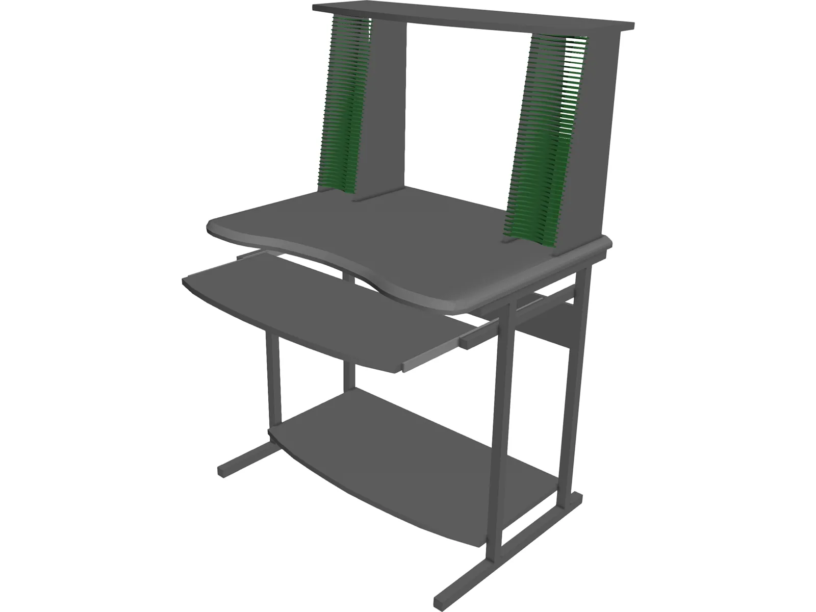 Desk with CD Rack 3D Model