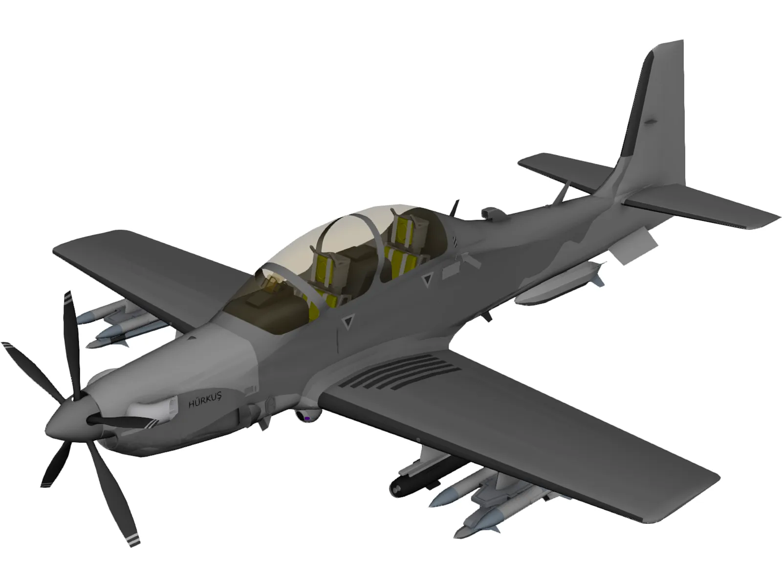 TAI Hurkus Basic Trainer Aircraft 3D Model