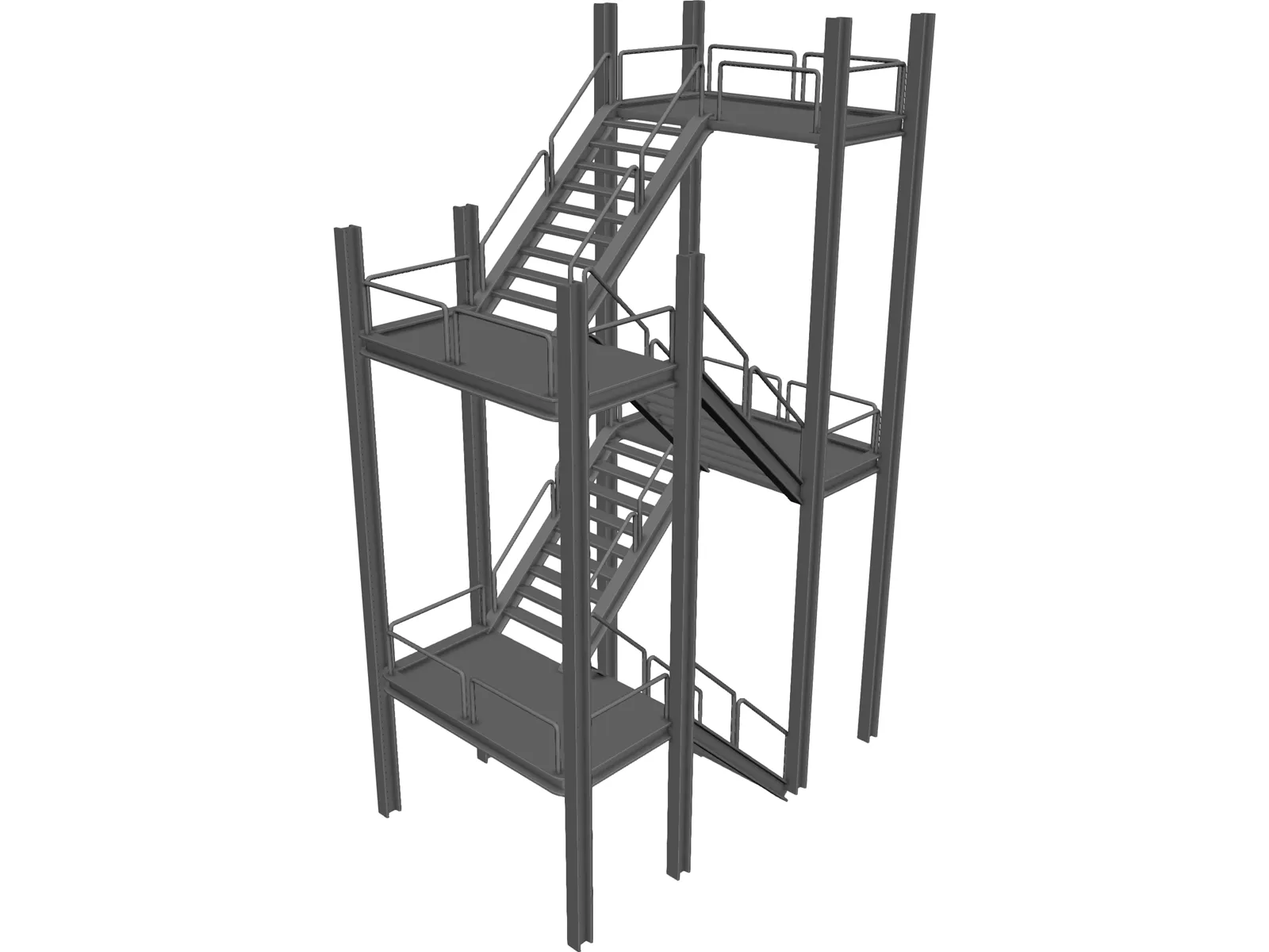 Two-level Stairs 3D Model