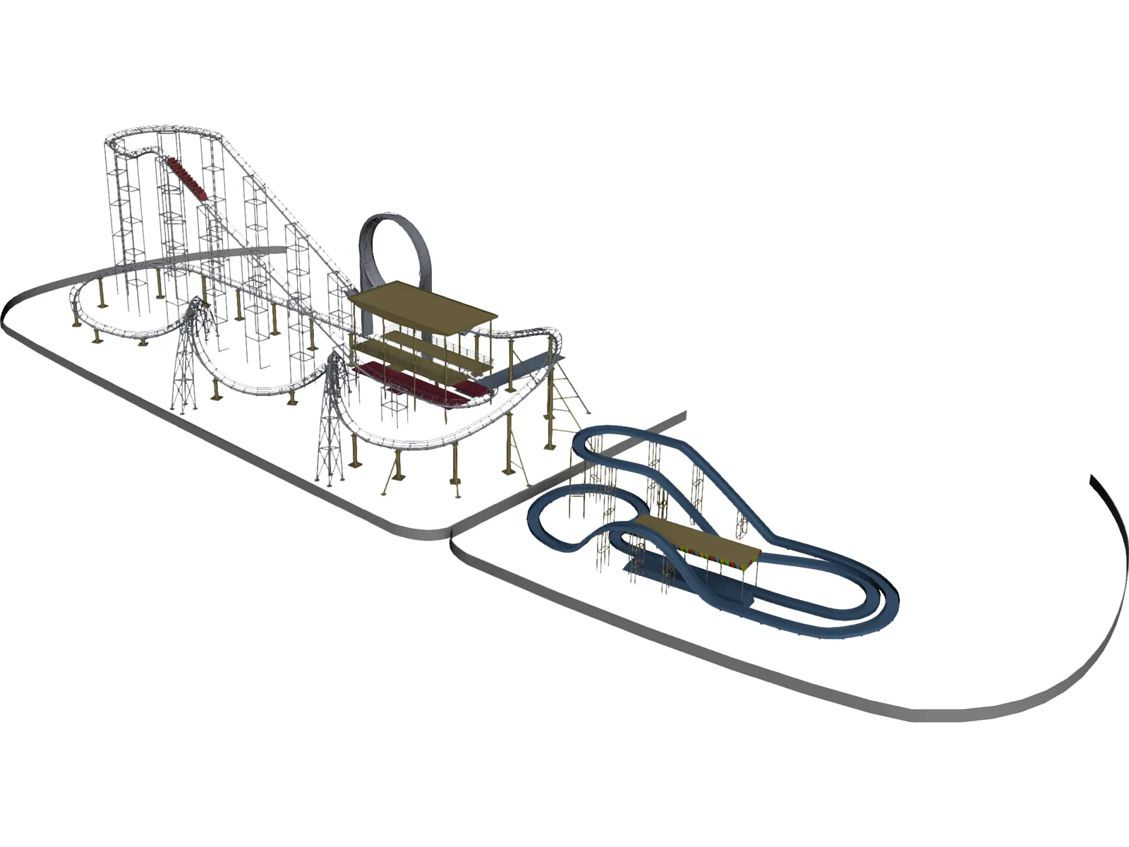 Roller Coaster 3D Model