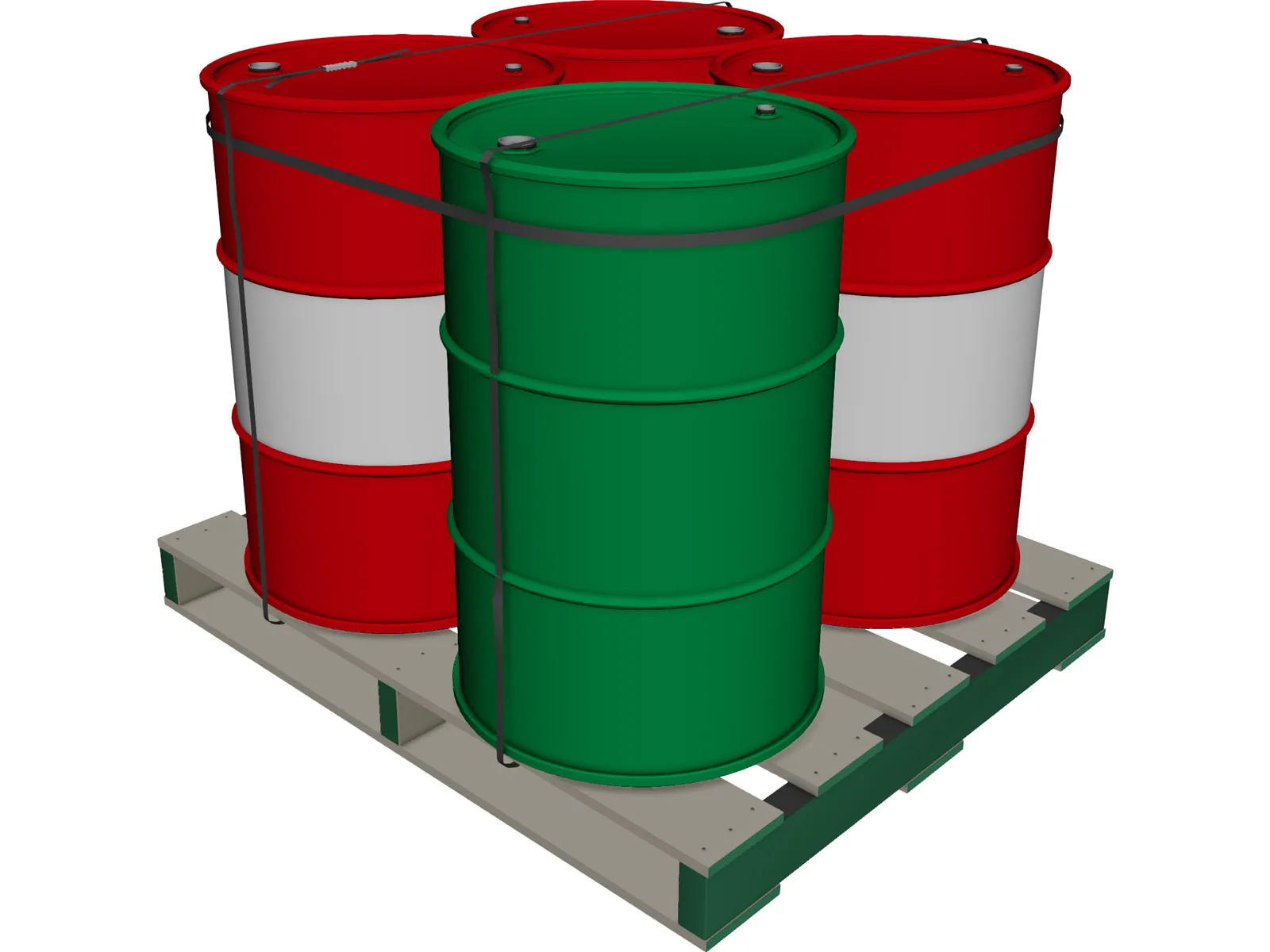 Drums on a Pallet 3D Model