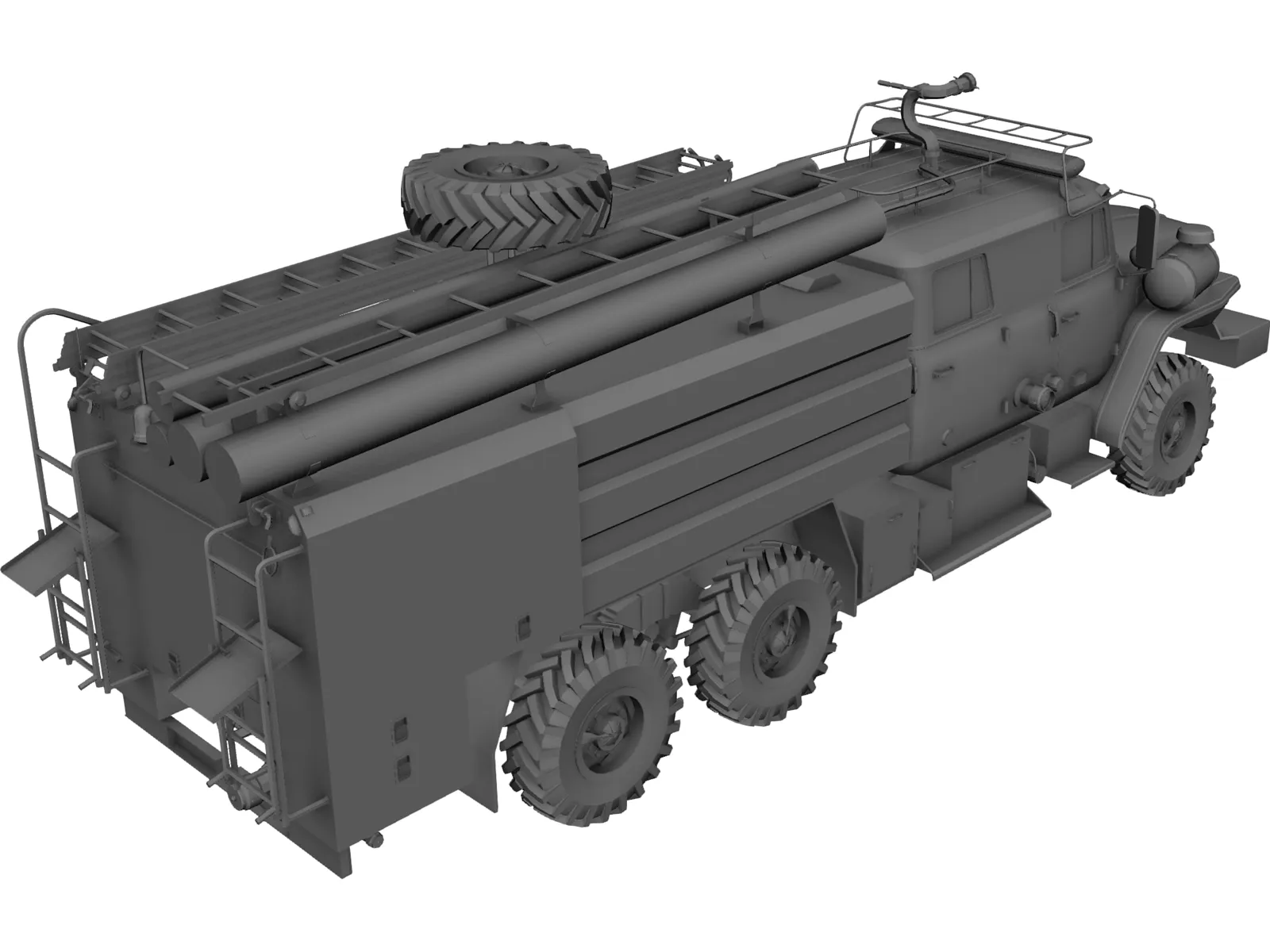 Ural 5557 Fire Truck 3D Model