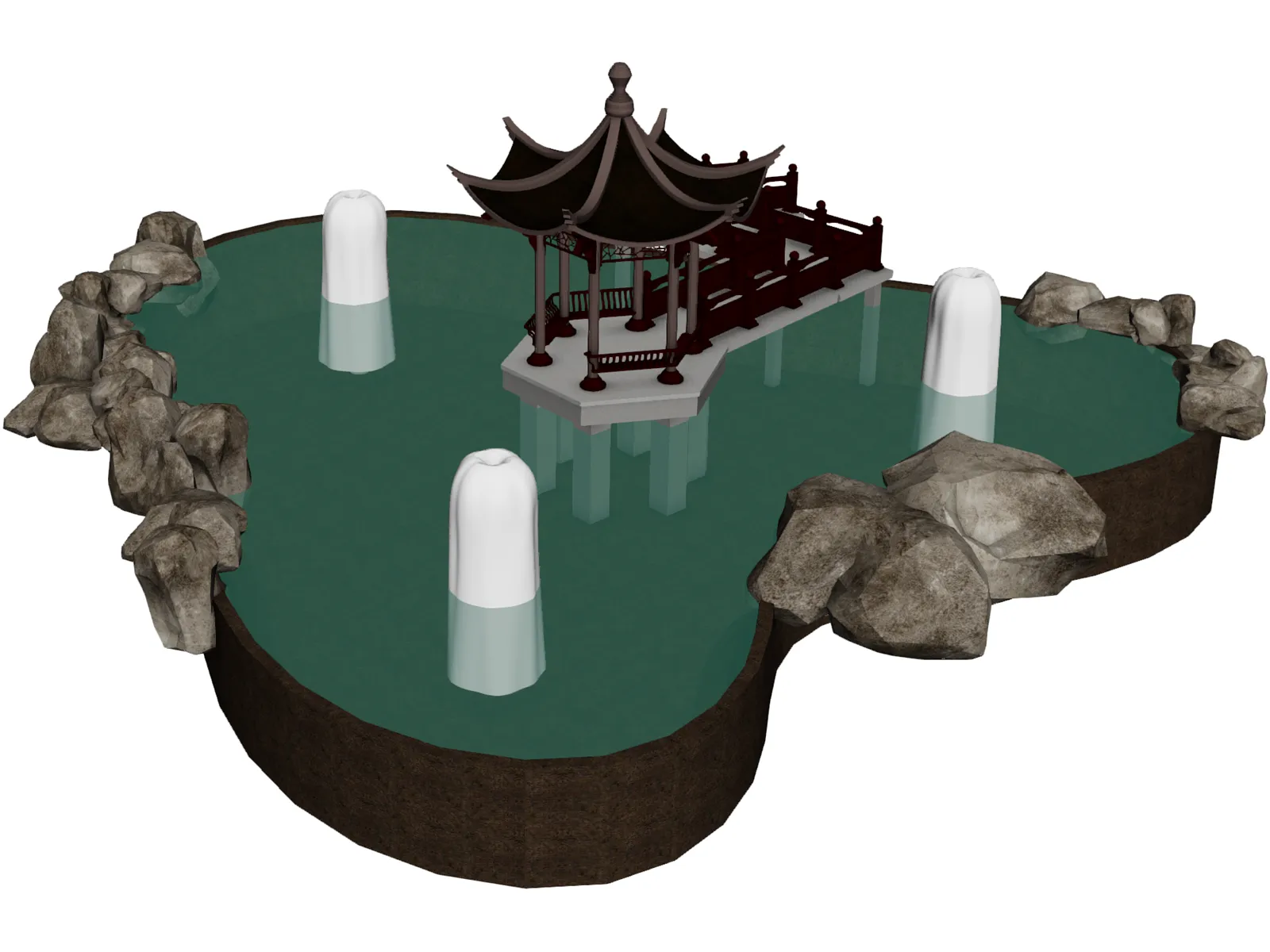 Pavilion On Pond 3D Model