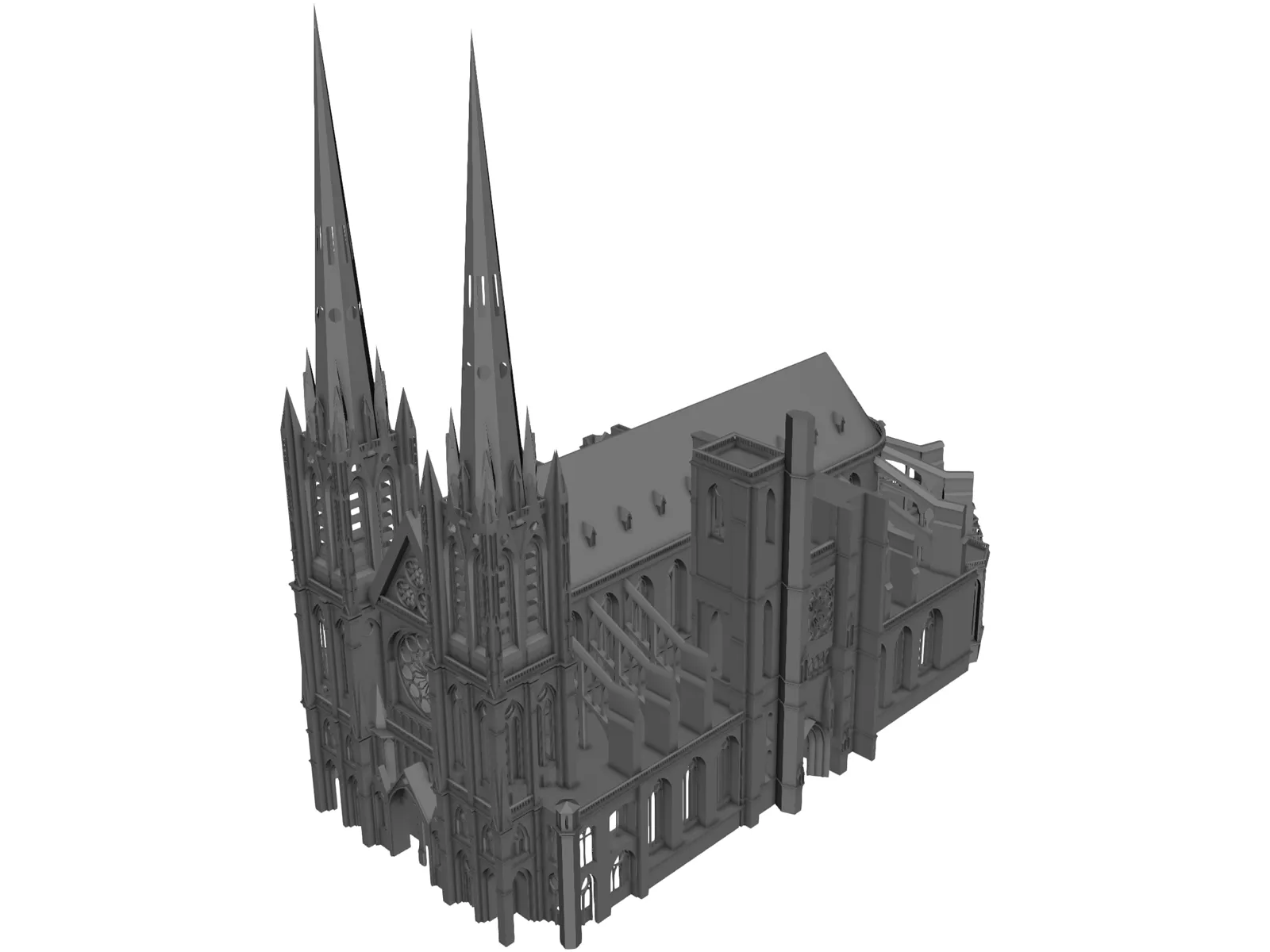 Gothic Clermont Cathedral 3D Model