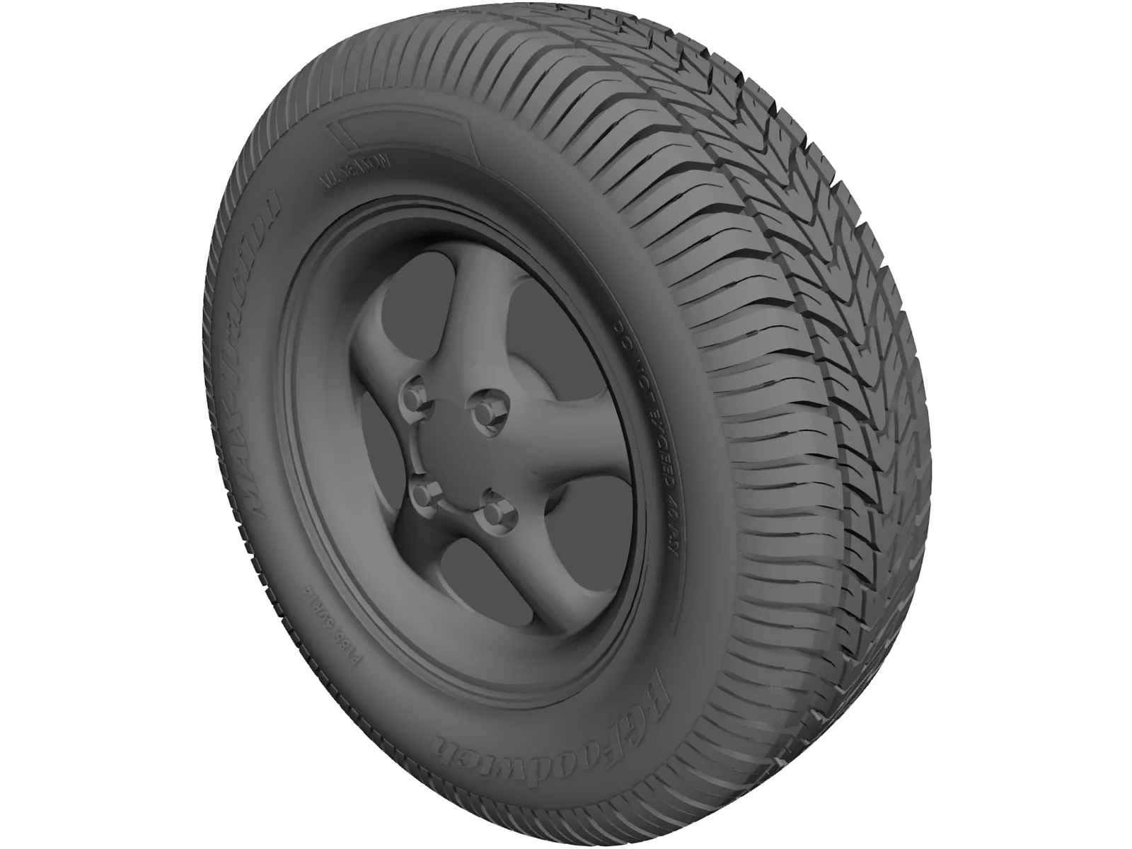 Wheel with Tire 3D Model