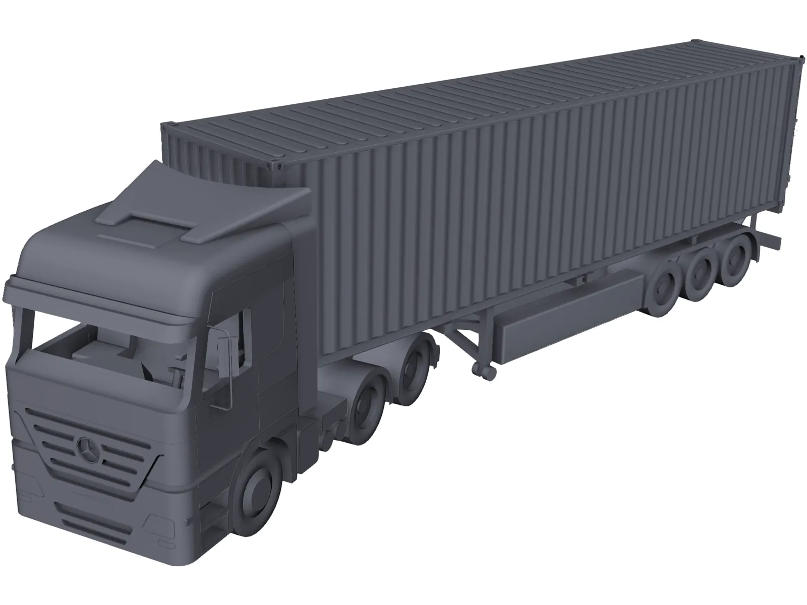 Mercedes-Benz Actros with Trailer 3D Model