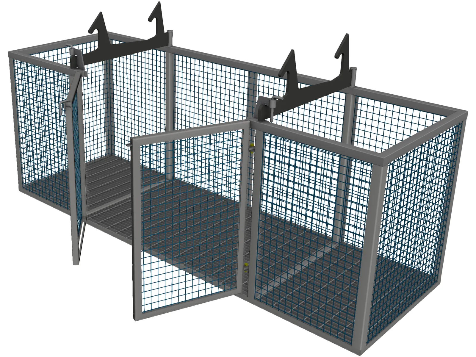 Steel Cage with Doors 3D Model