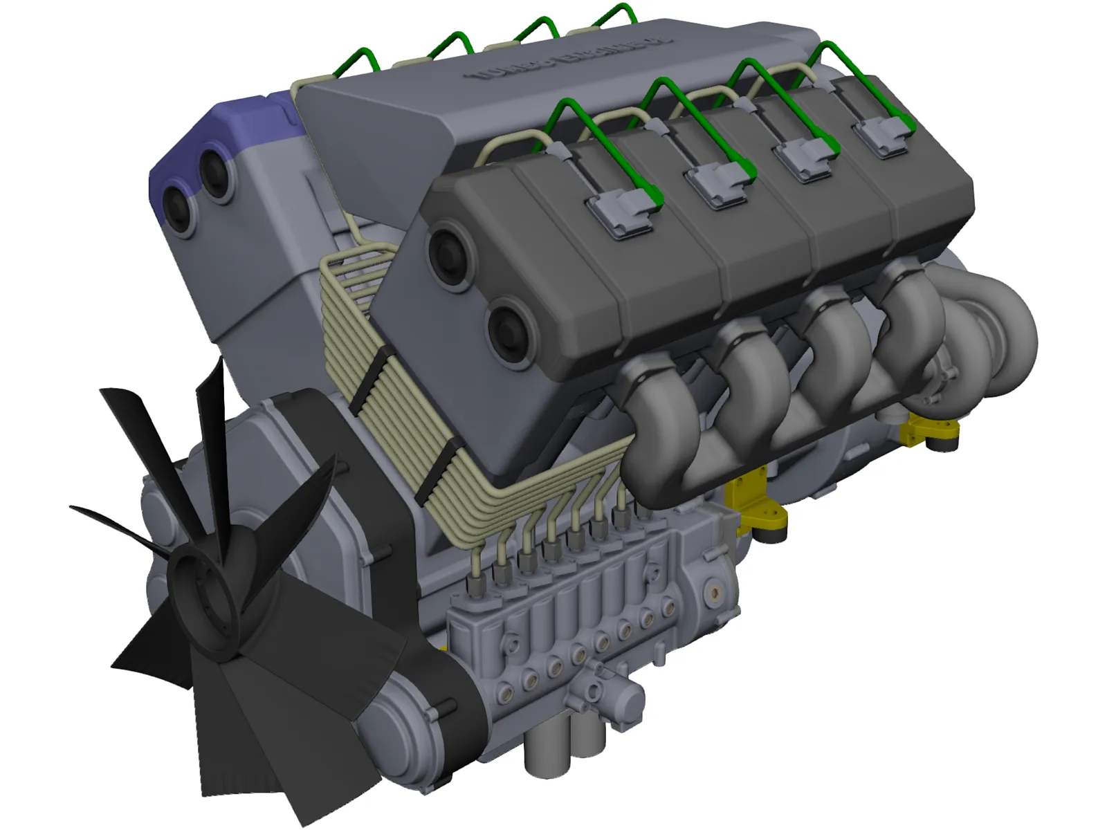 Turbo Diesel Engine 3D Model