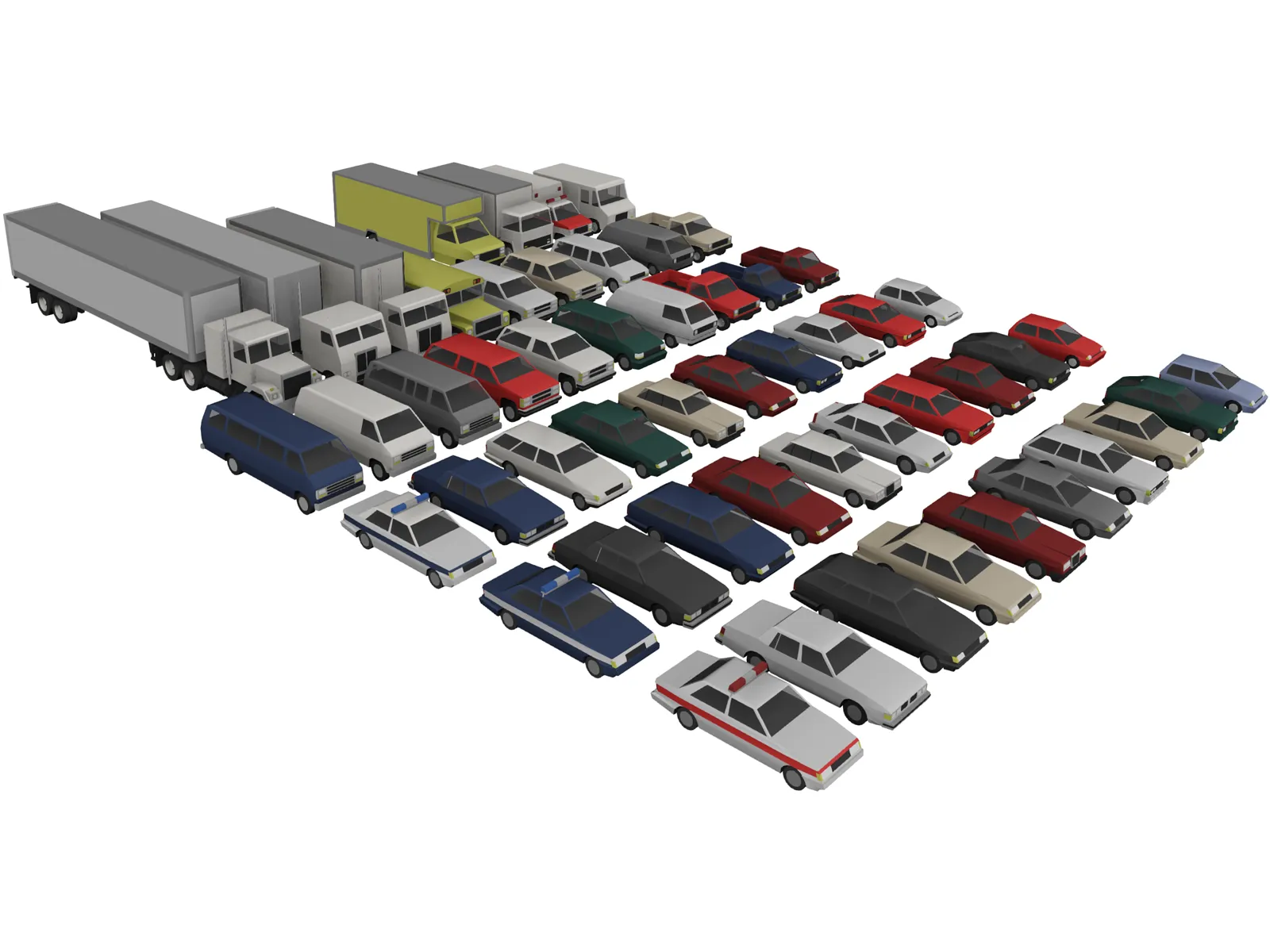 Low-Poly Vehicles Collection 3D Model