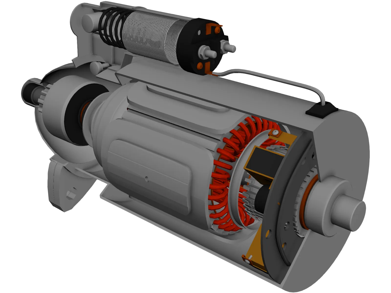 Starting Motor Cutway 3D Model