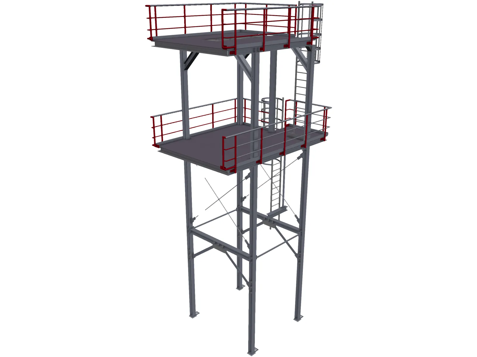 Stairtower 2 Levels 3D Model