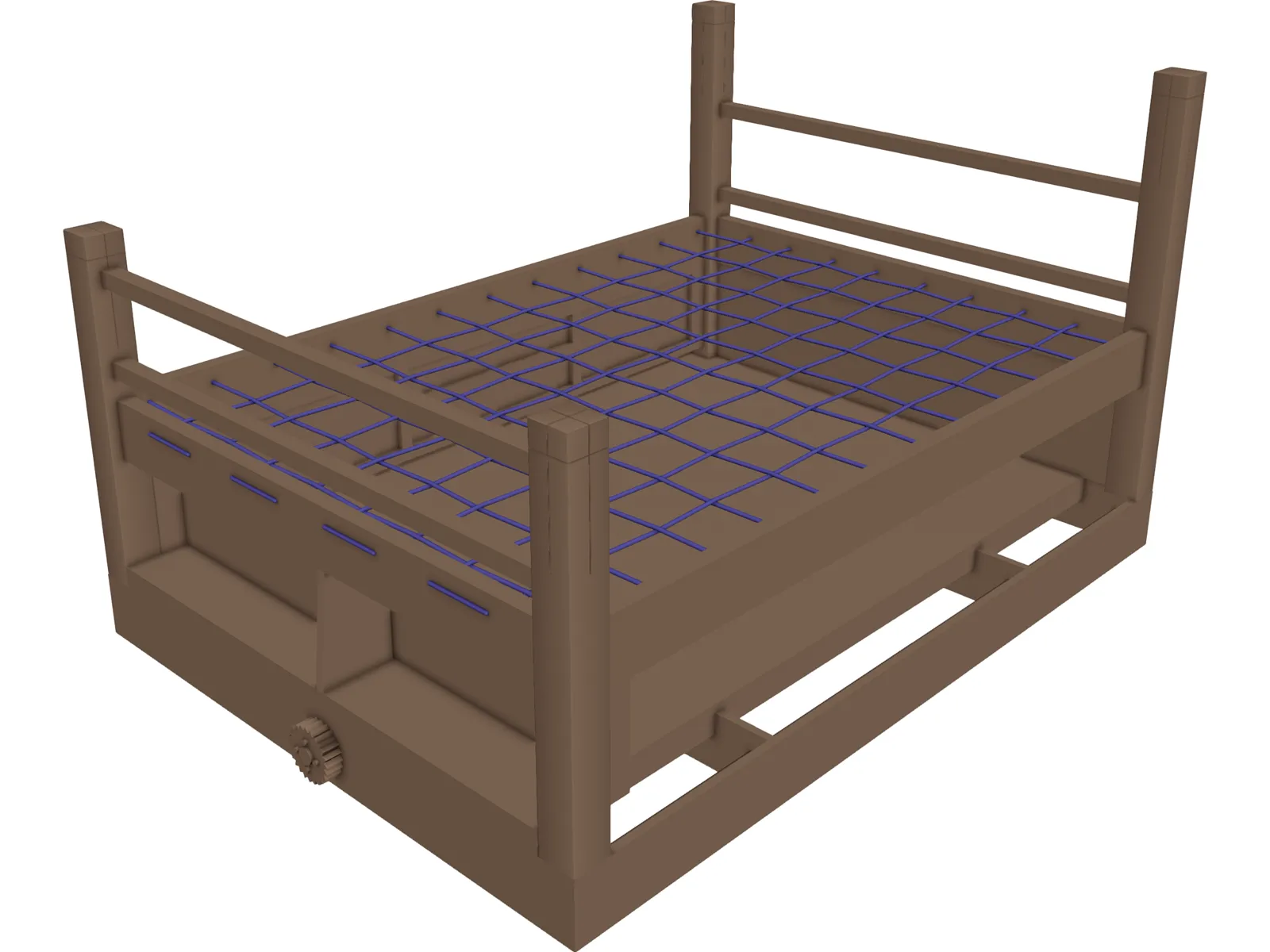 Rope Bed Frame with Drawers Free 3D Model - 3D CAD Browser