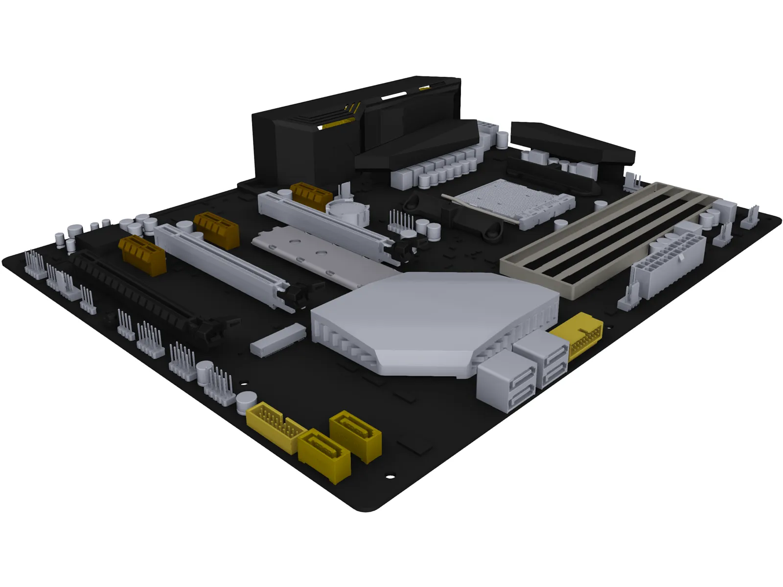 MSI X370 Gaming Pro Carbon Motherboard 3D Model