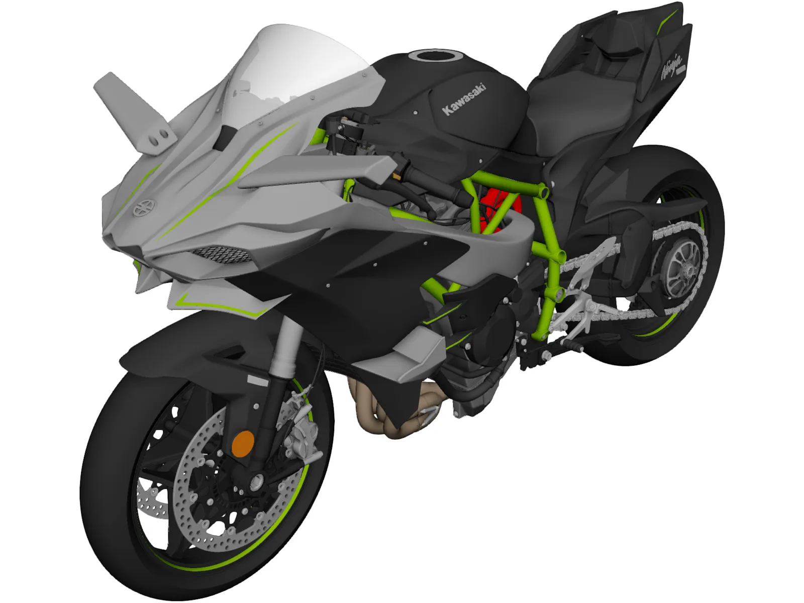 Kawasaki Ninja H2R Supercharged 3D Model