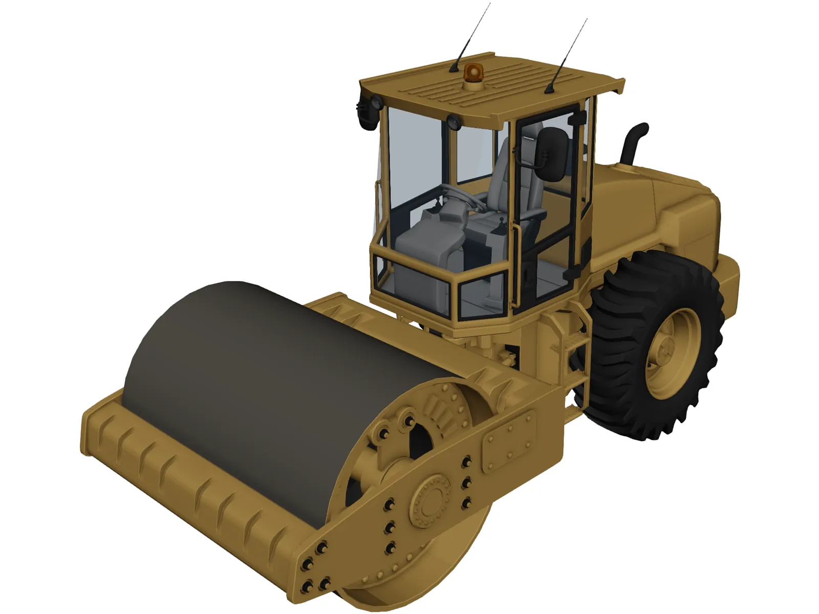 Soil Road Roller 3D Model