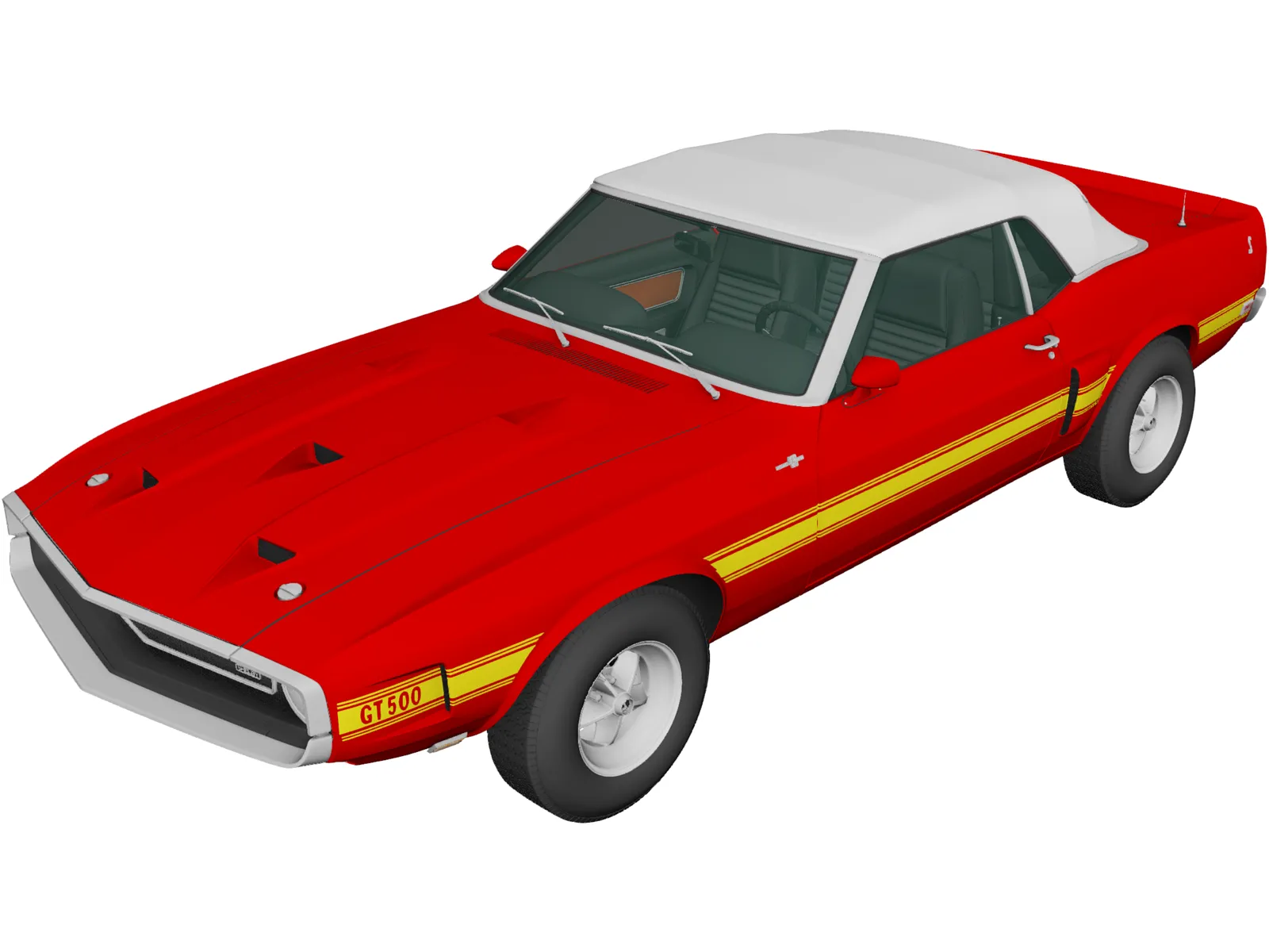 Ford Mustang GT500 Shelby Convertible (1969) 3D Model