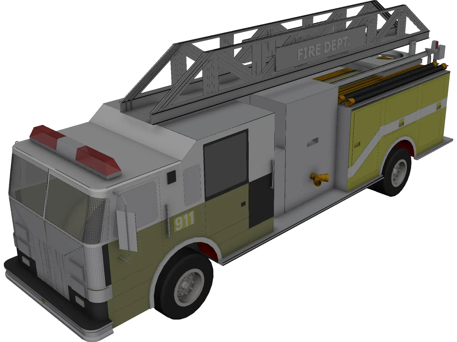 Single Axle Fire Rescue 3D Model