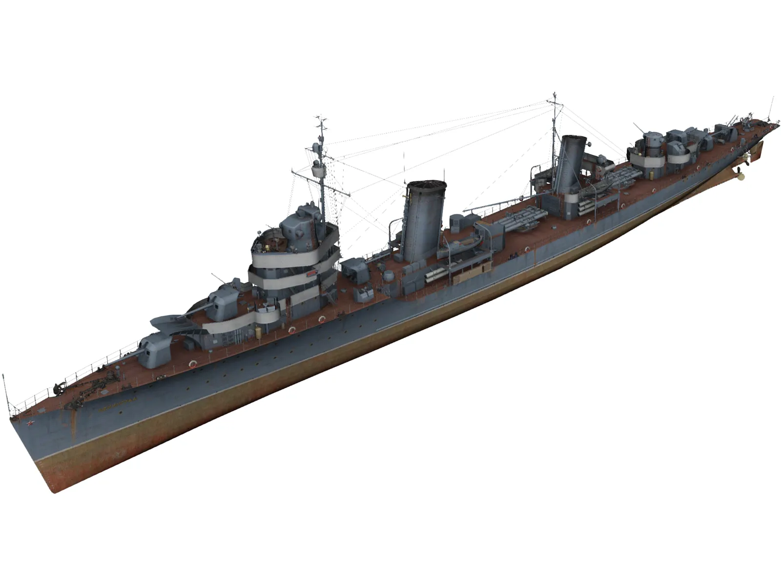 Soviet destroyer Leningrad 3D Model