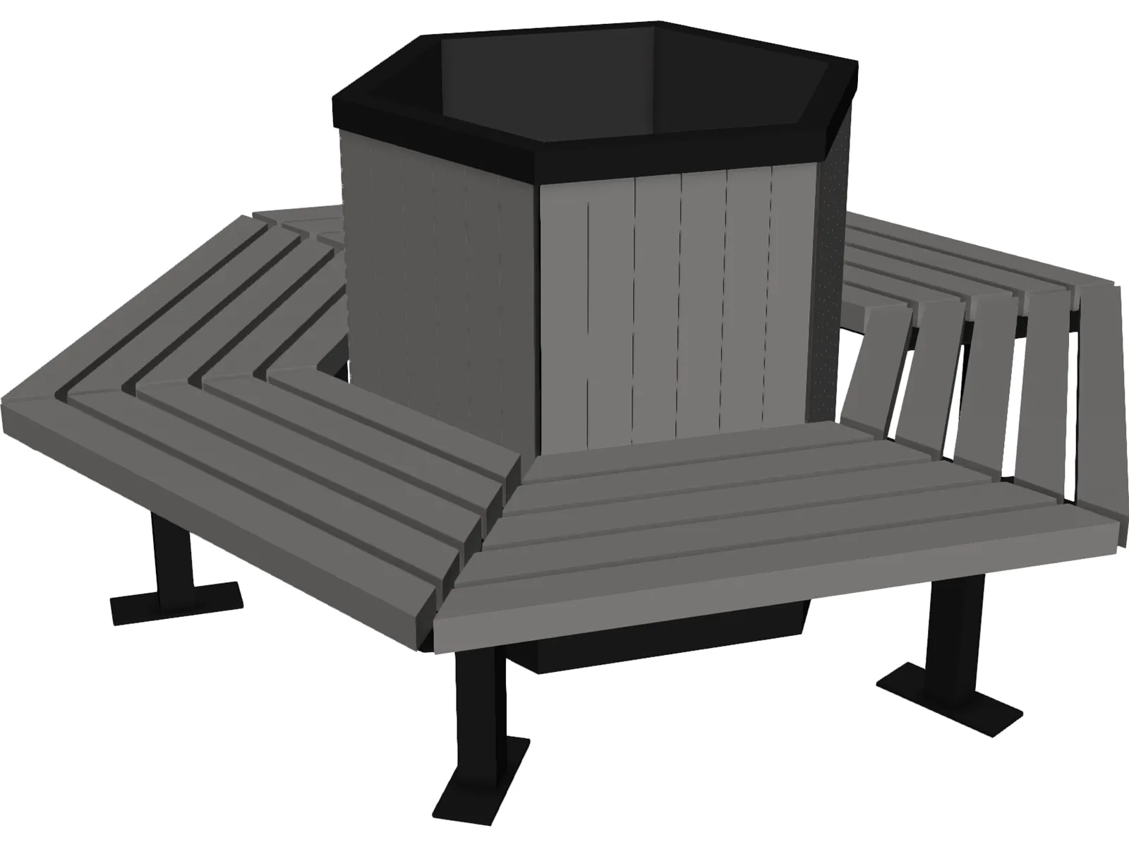 Hexagonal Bench 3D Model