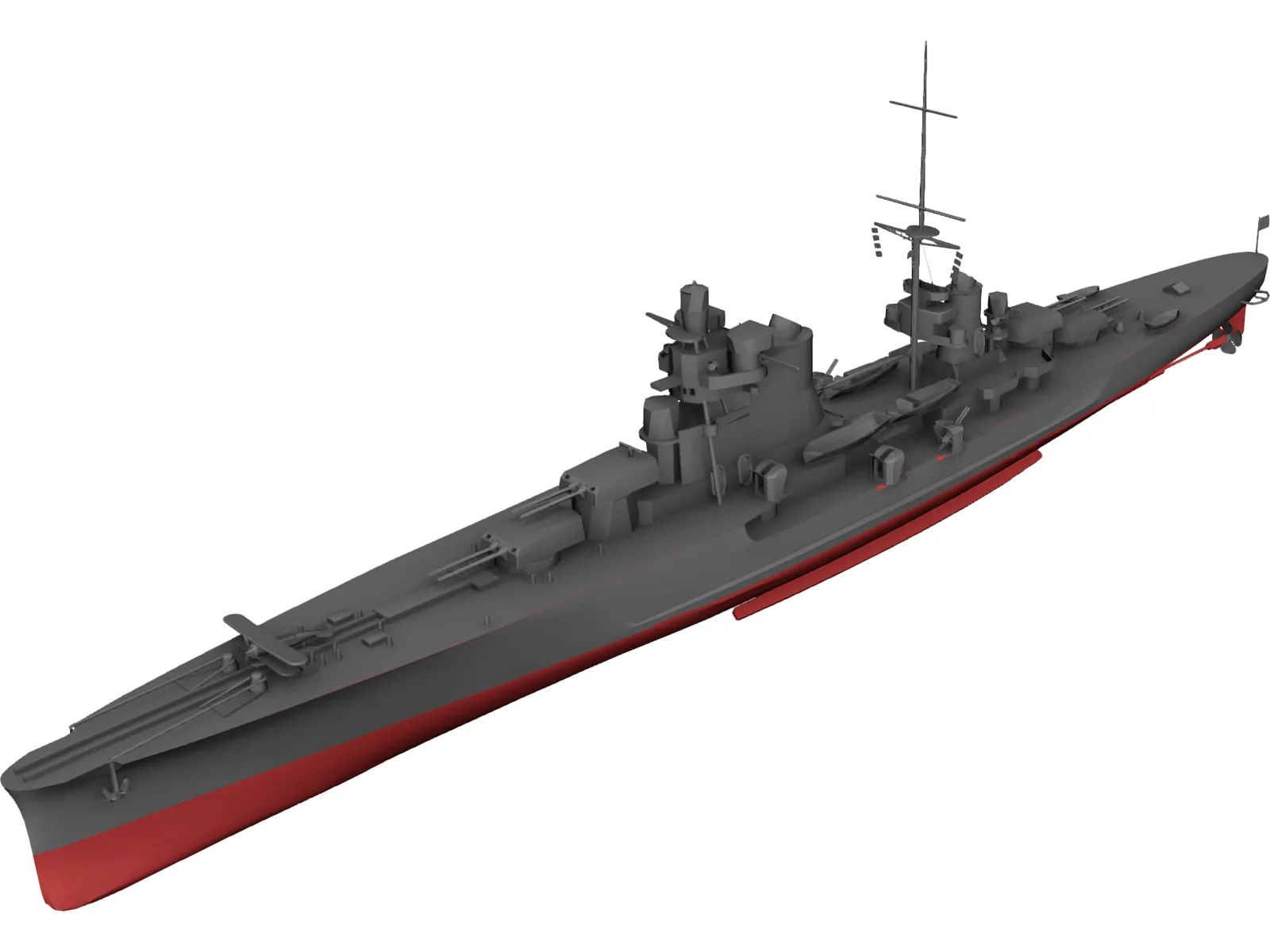 Heavy Cruiser Warship 3D Model
