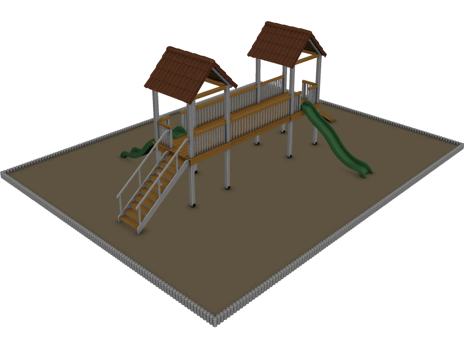 Games Area with Two Slide 3D Model