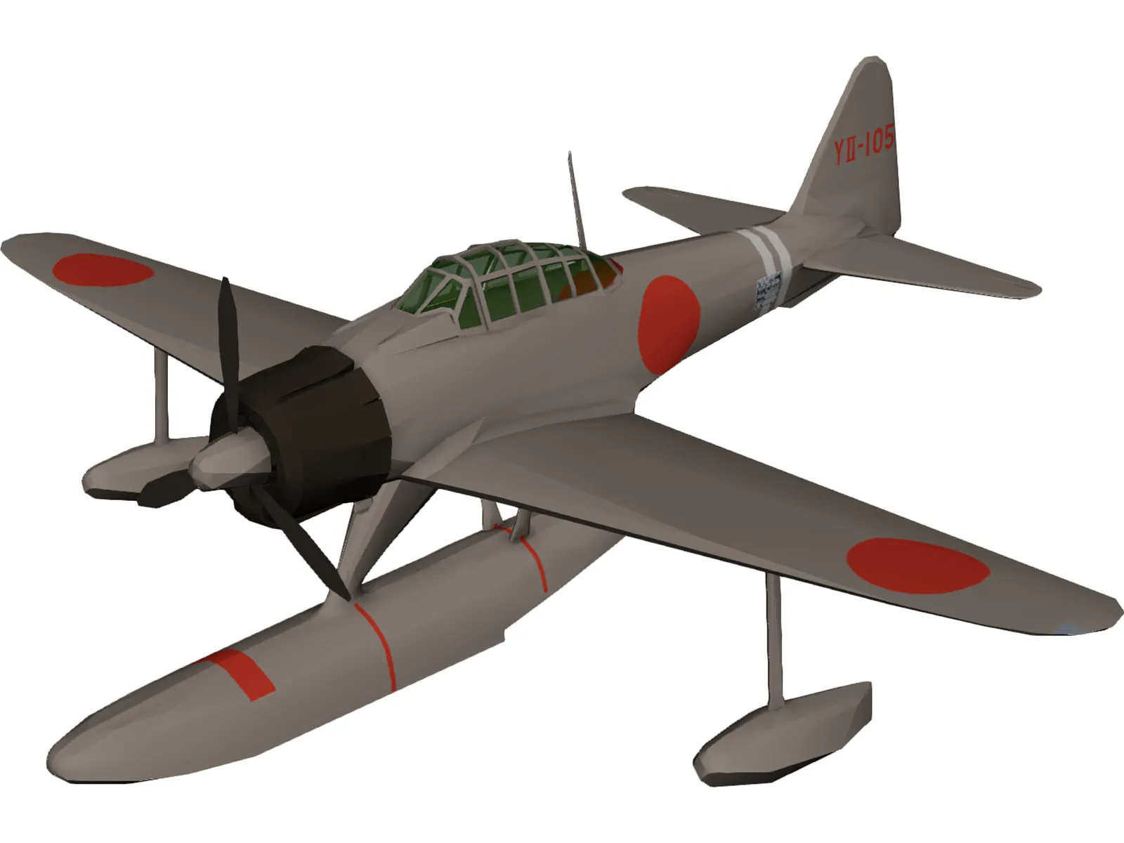 A6M2 Rufe Zero Nakajima zeke Floatplane 3D Model