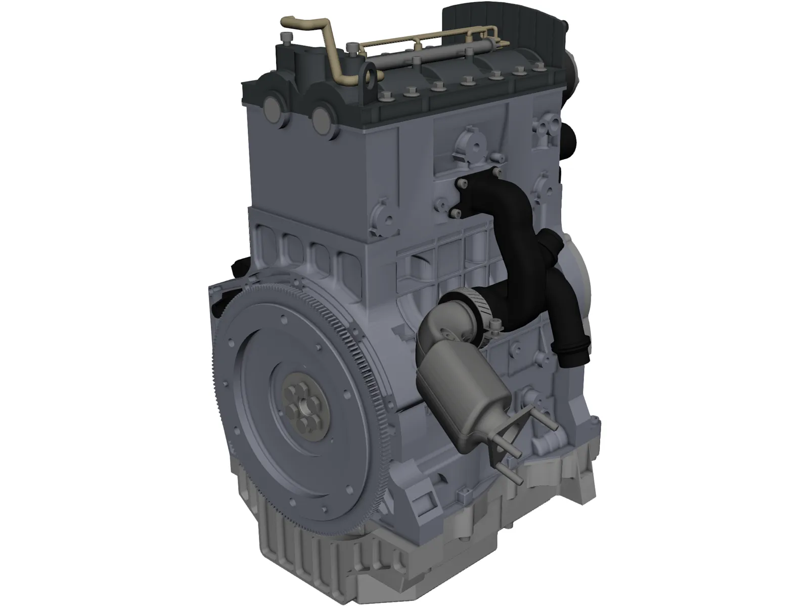 Diesel Engine 3 Cylinder 3D Model