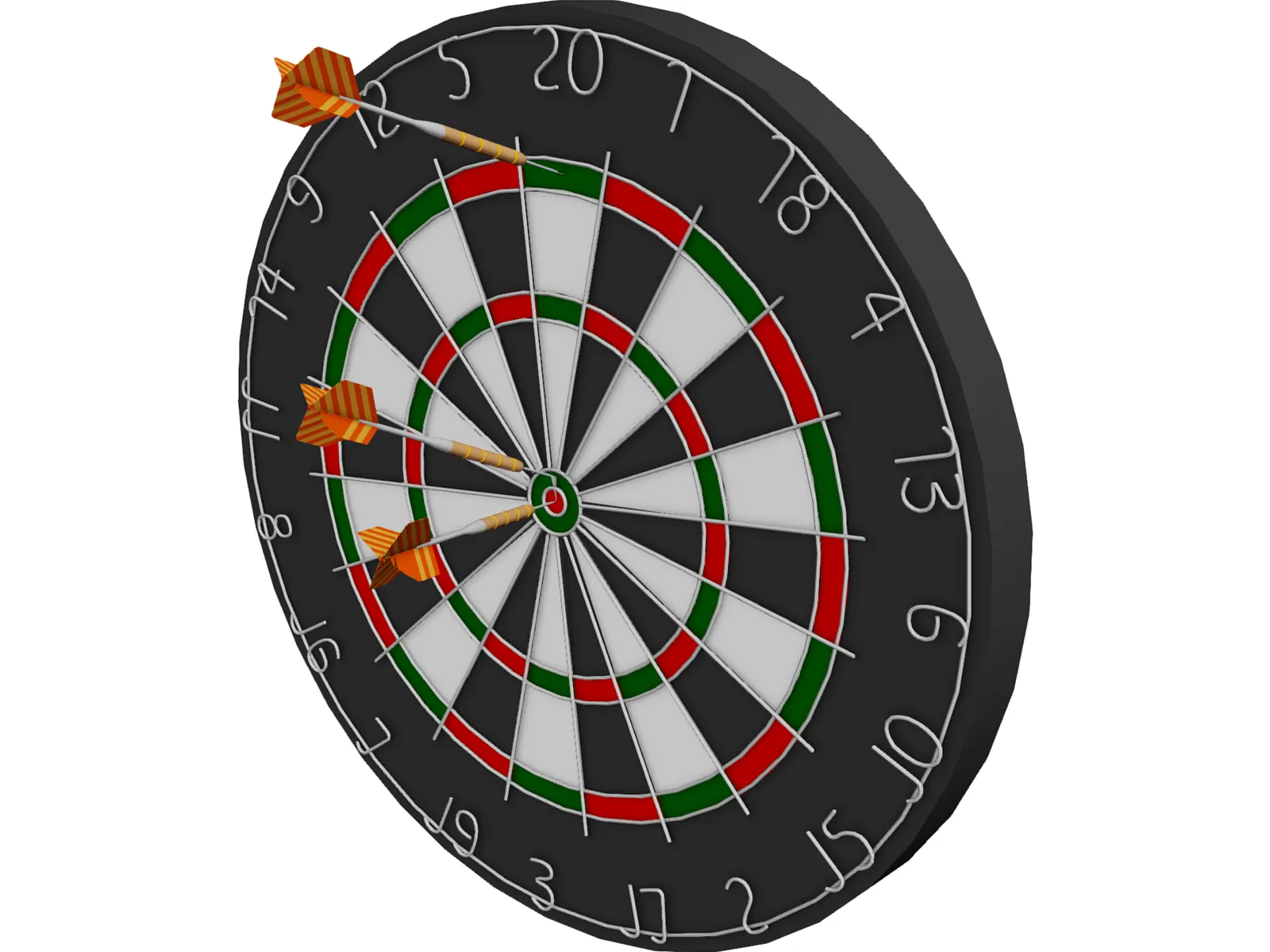 Dart Board with Darts 3D Model