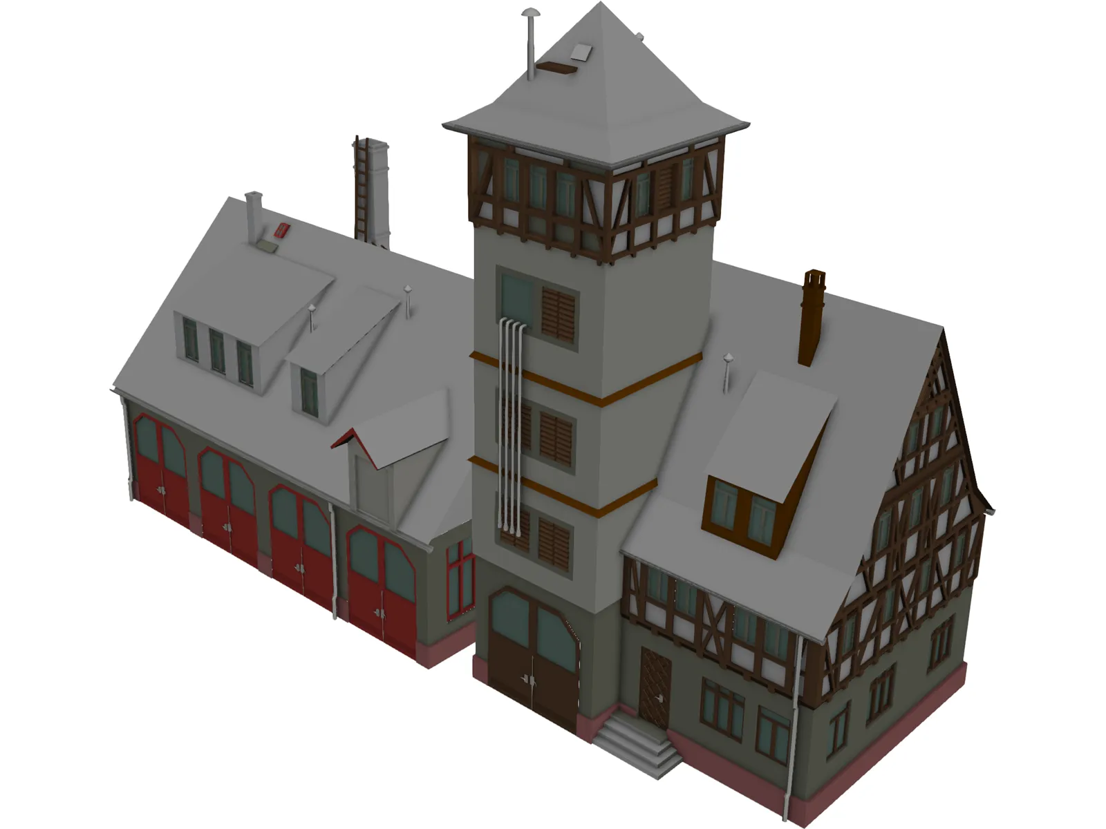 Fire Station 3D Model