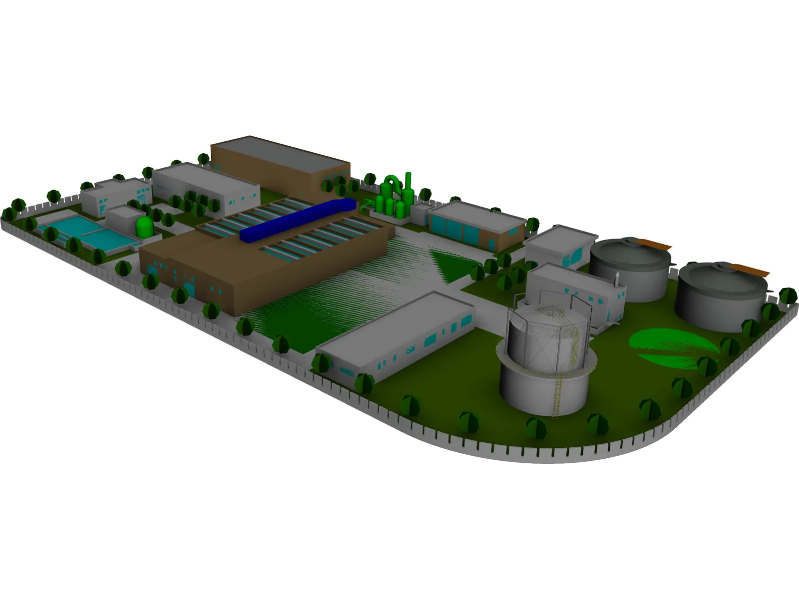 Petroleum Plant Refinery 3D Model