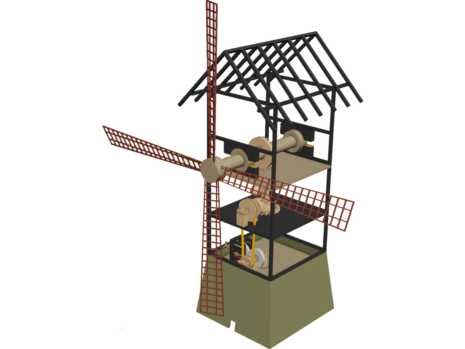 Windmill Wood 3D Model