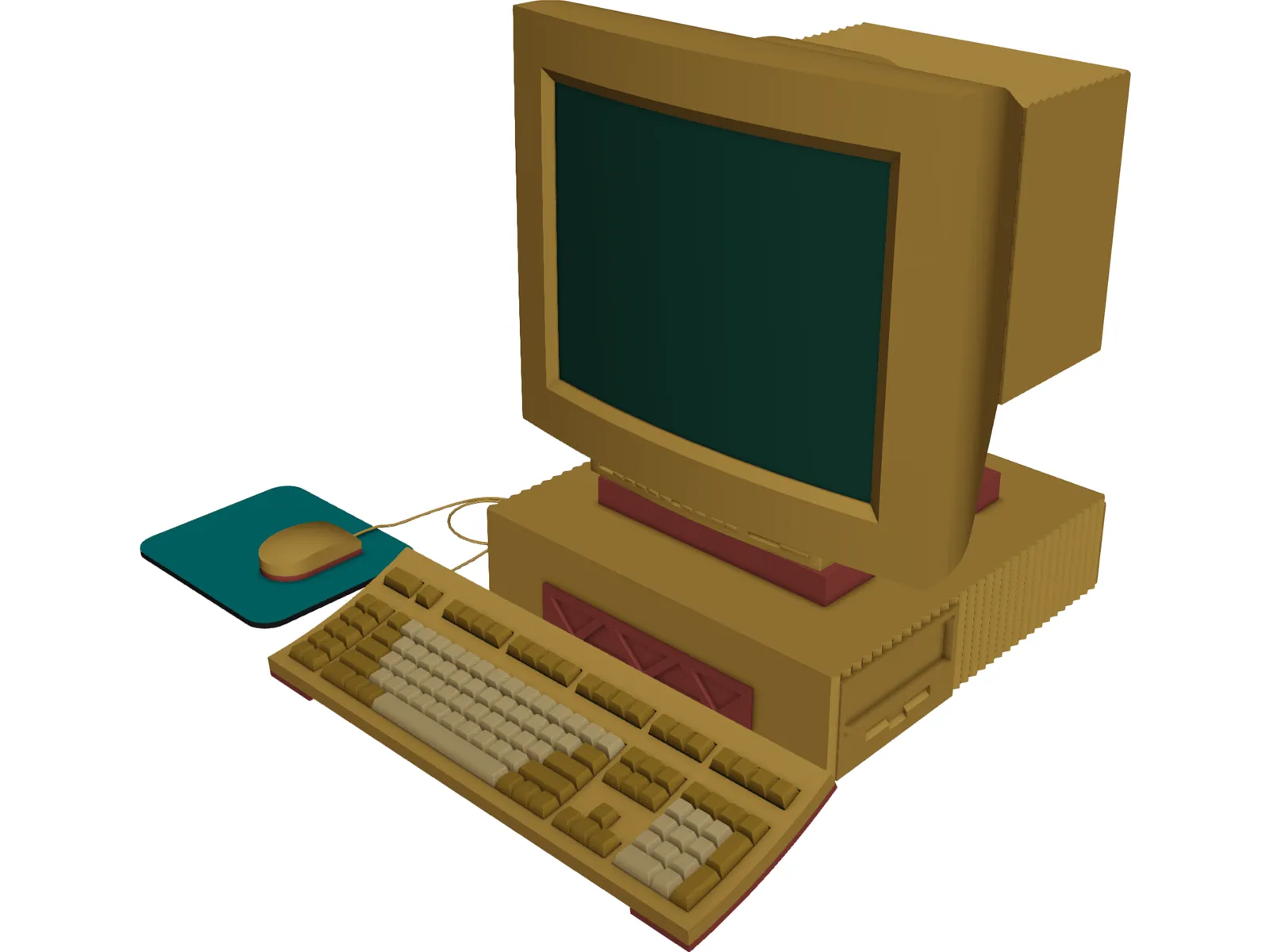 Computer Desktop with Mouse 3D Model