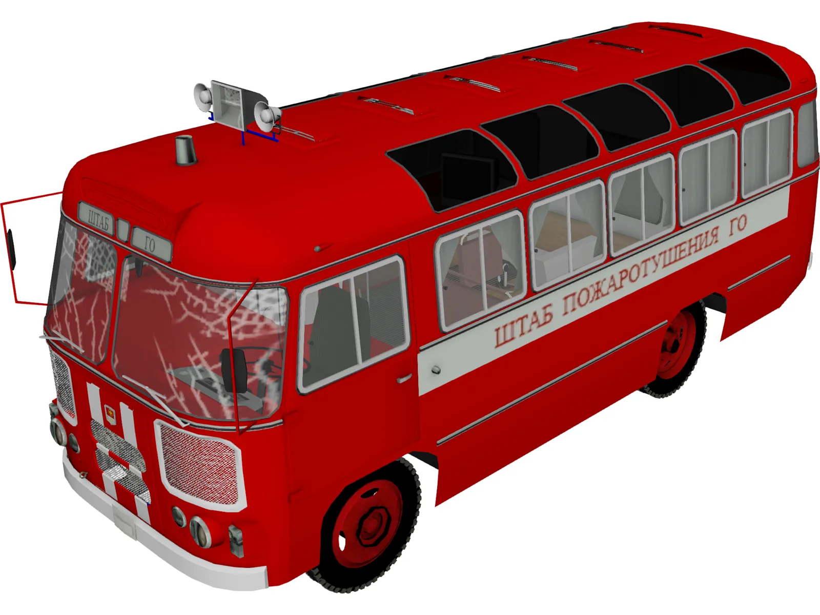 PAZ 672 Soviet Fire Department 3D Model