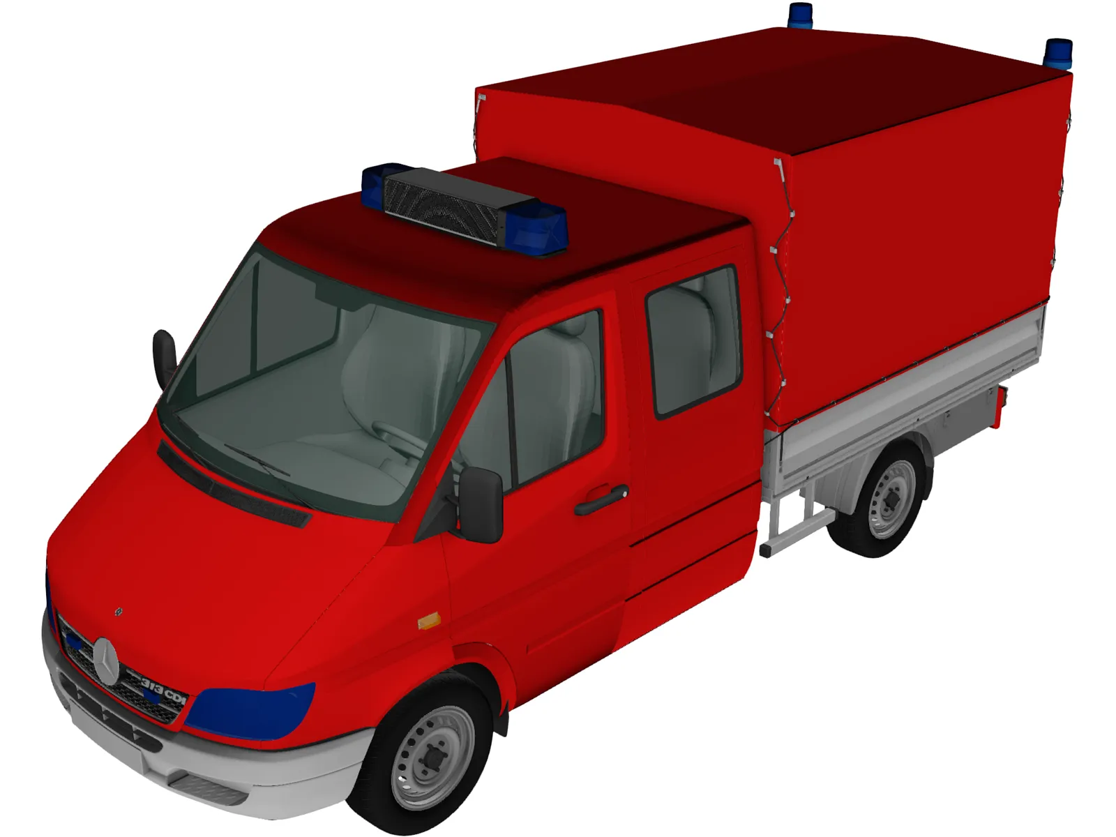 Mercedes-Benz Sprinter CrewCab Fire Truck 3D Model