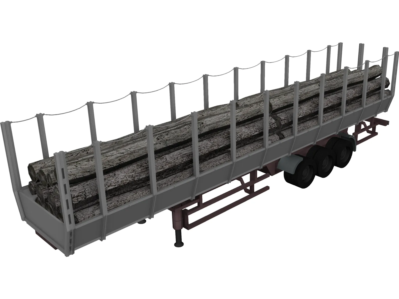 Logging Truck Trailer 3D Model