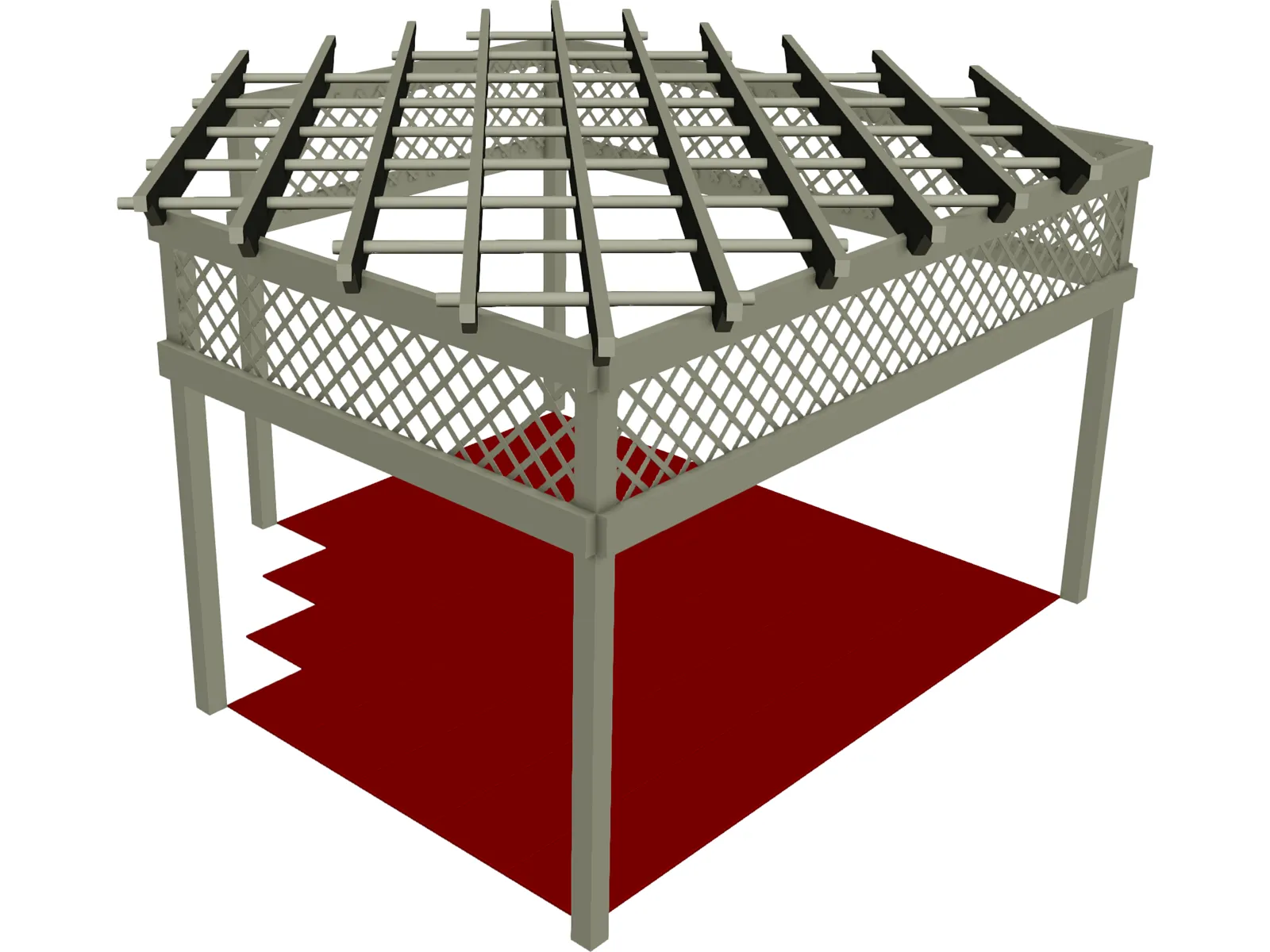 Wood Pergola 3D Model