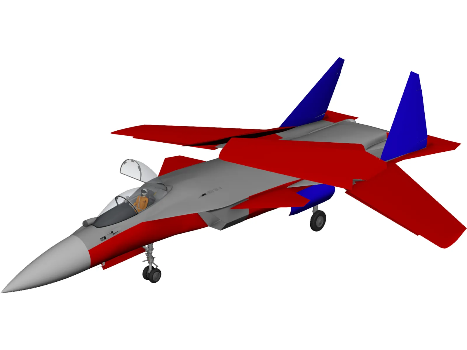 Sukhoi Su-27 Flanker Russisches Kampfflugzeug 3D-Modell