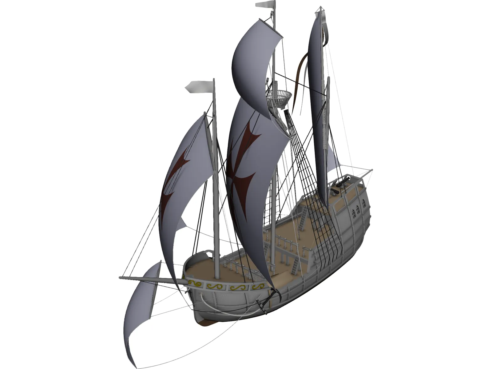 Santa Maria Sailing Ship 3D Model