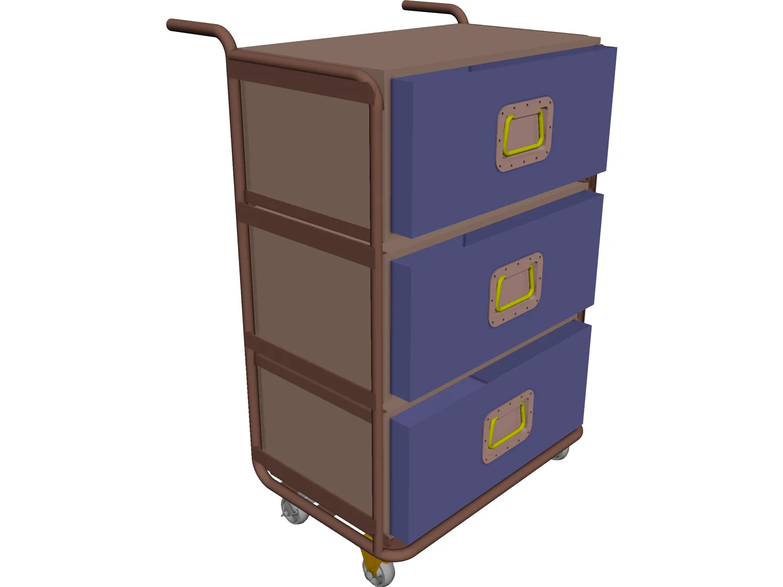 Trolley with removable drawer units 3D Model