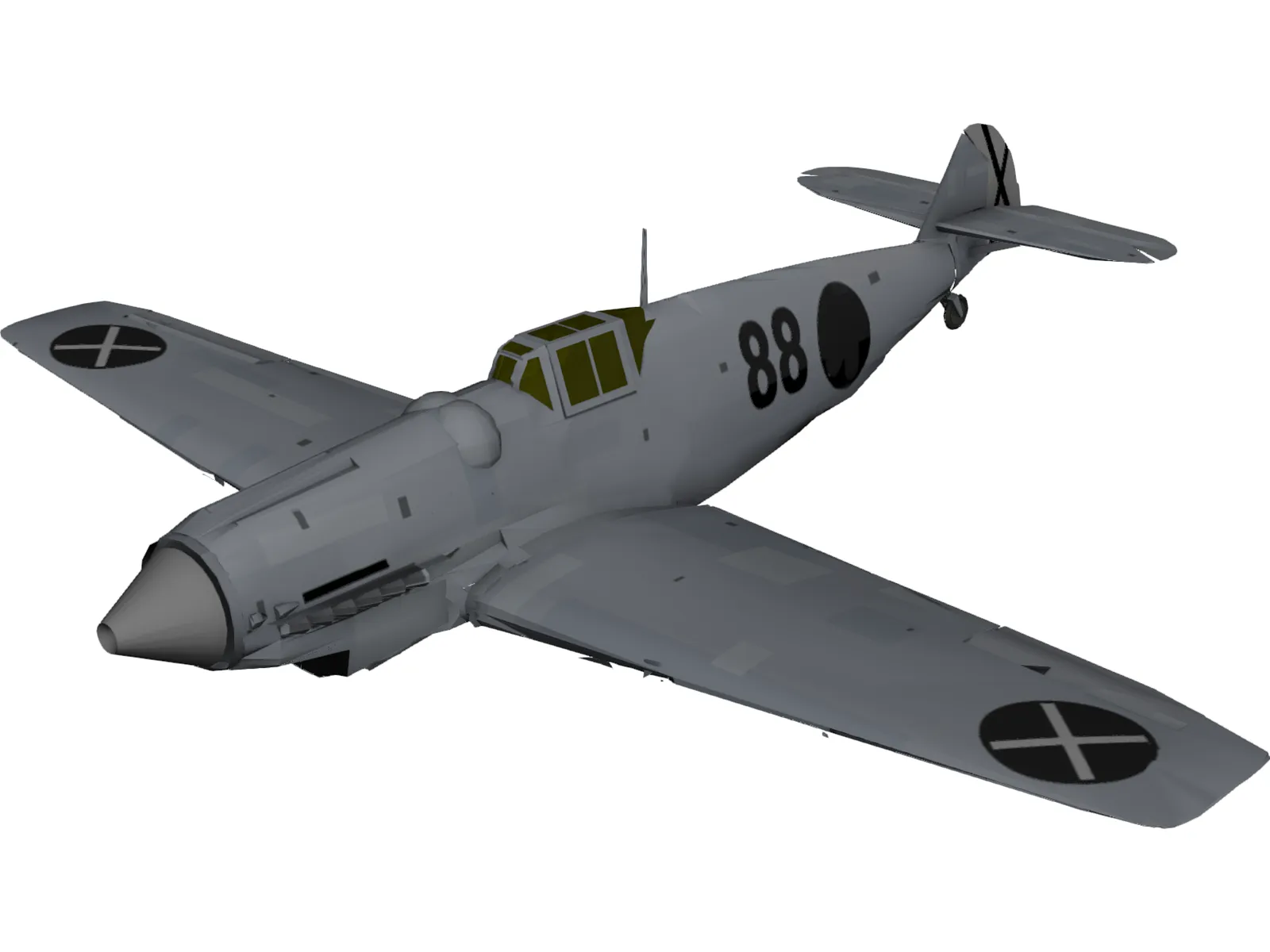 Messerschmitt Bf-109B Bertha 3D Model