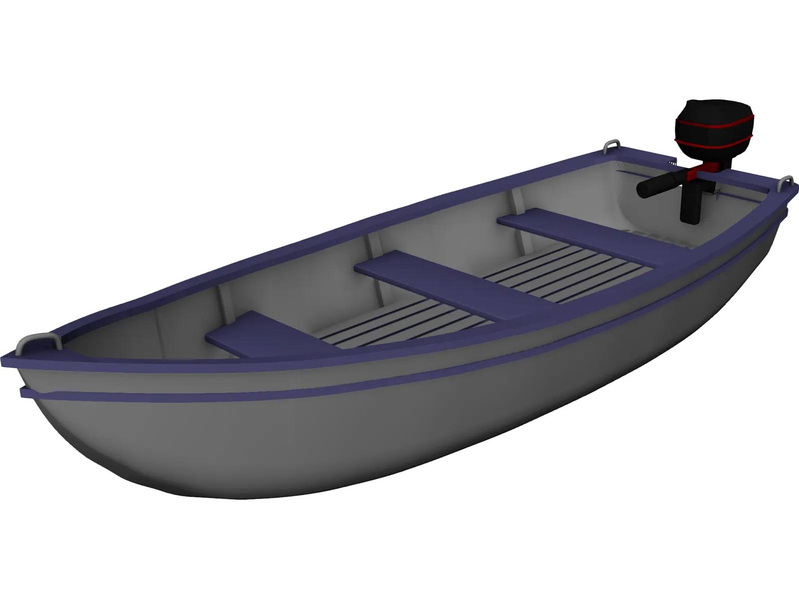 Boat with Outdoor Motor 3D Model