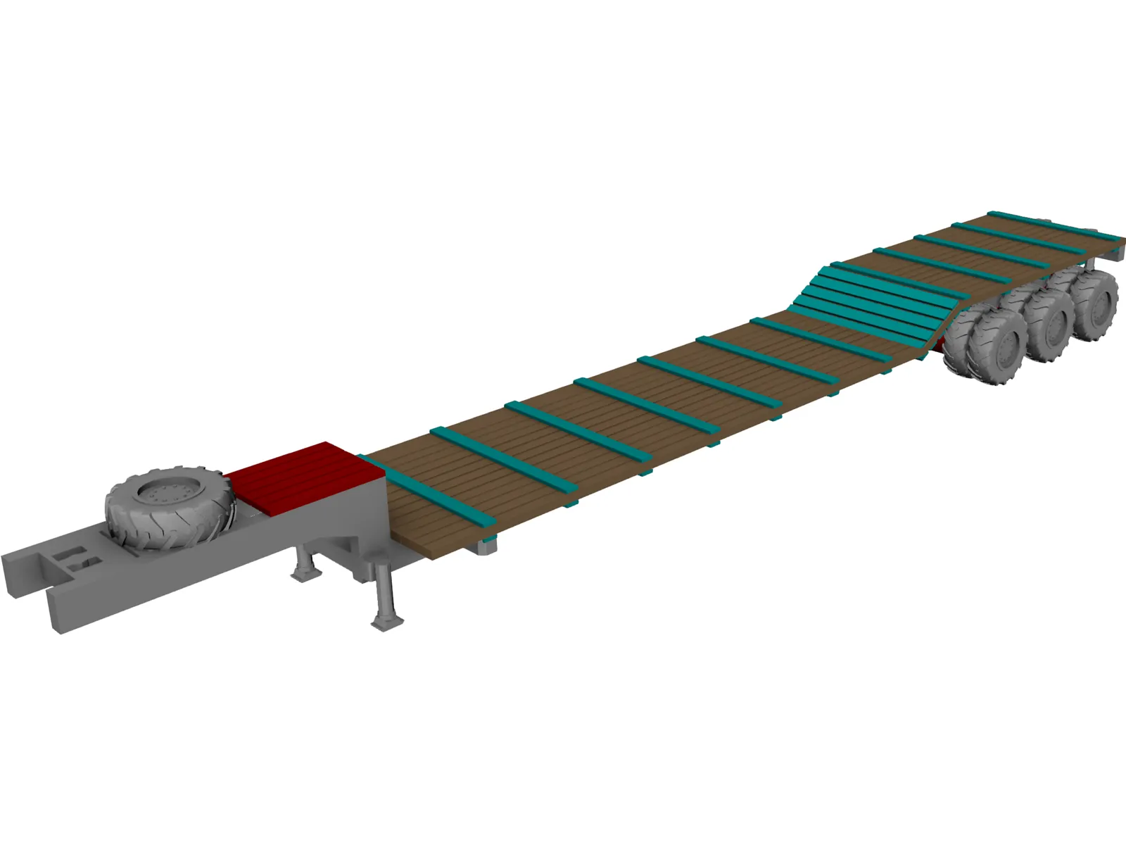 Goose Neck Lowboy Trailer 53 foot 3D Model