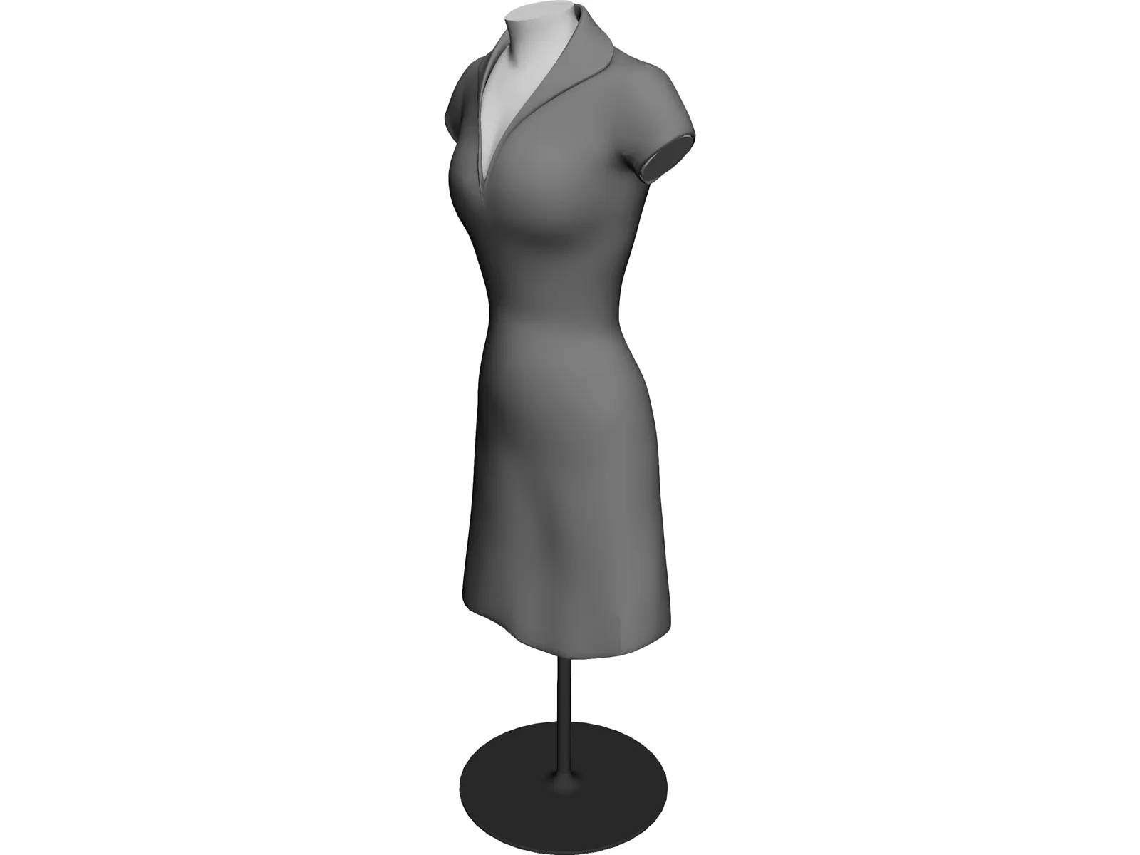 Female Mannequin Bust and Dress 3D Model