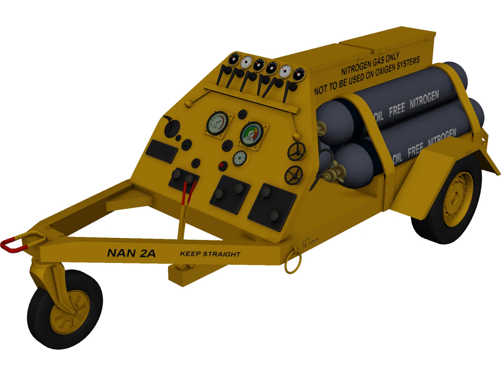 Nitrogen airport cart trailer 3D Model