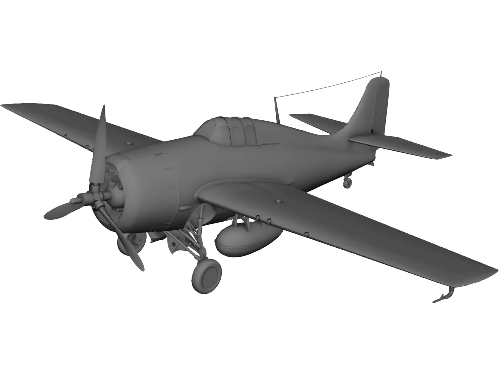 Grumman F4F-4 Wildcat 3D Model