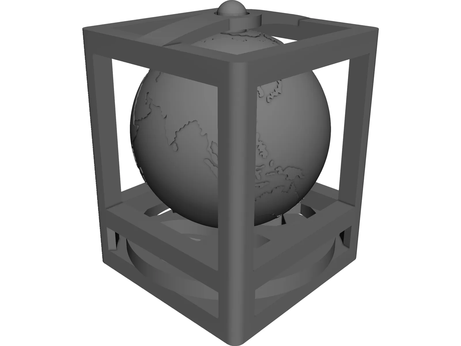 Globe in Cube Frame 3D Model