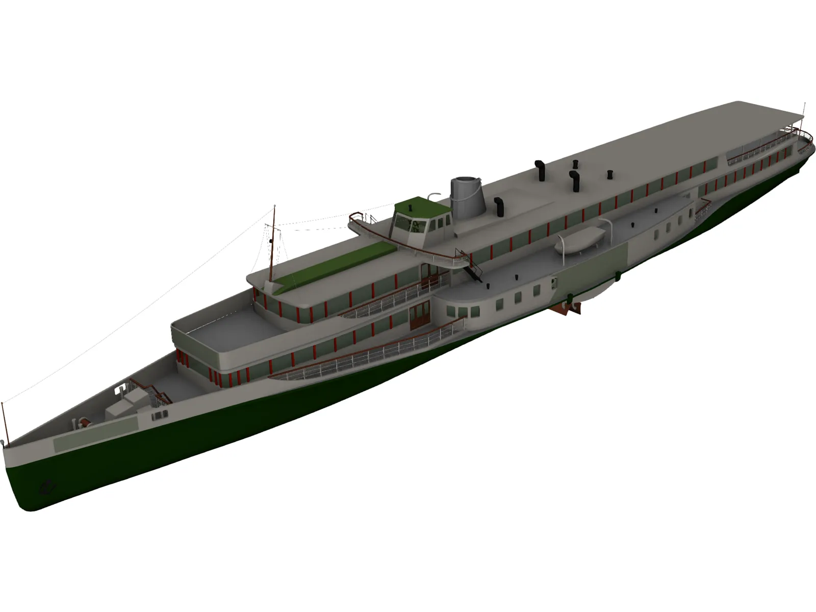 Rheundampfer Goethe Steam Ship 3D Model